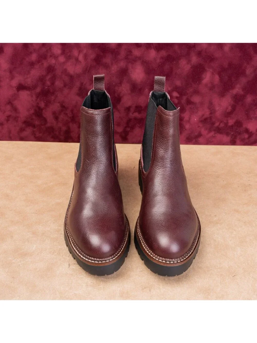 Caslon Women Miller Burgundy Leather Water Resistant Chelsea Boots Sz 9